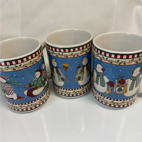 Debbie Mumm Jolly Snowmen Christmas coffee mug… Set of 3 - Picture 2 of 8